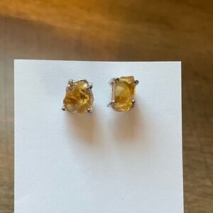 Amber Gemstone Stud Earrings